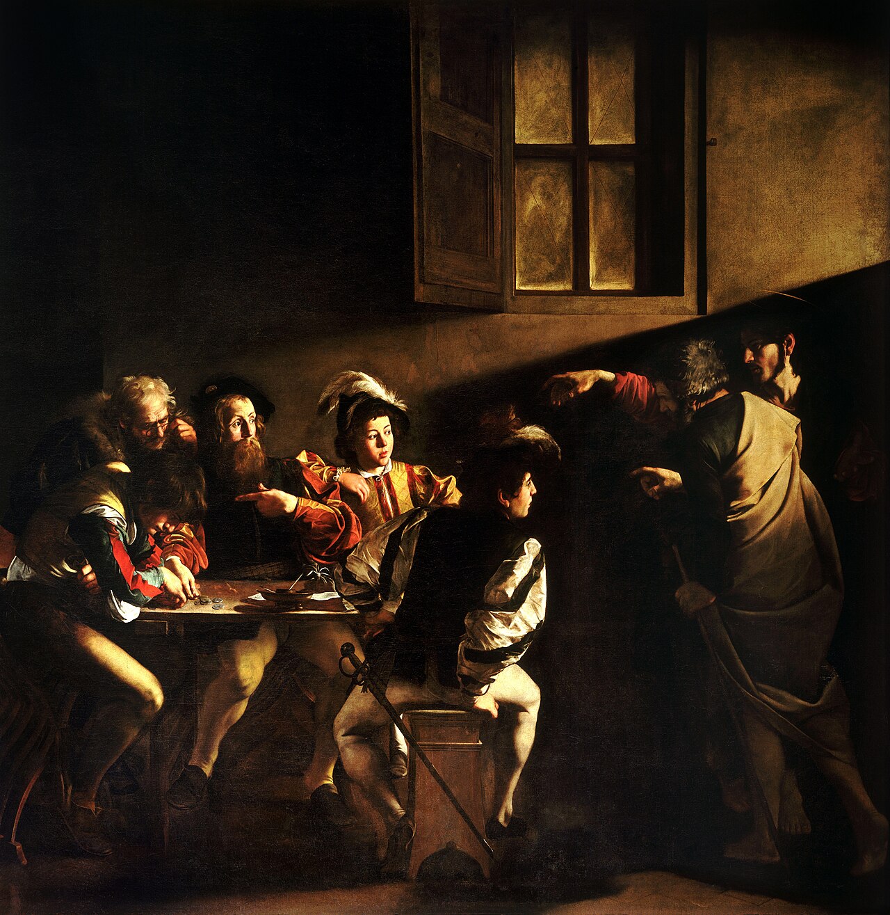 Caravaggio — Povolání svatého Matouše, 1599–1600, San Luigi dei Francesi, Řím